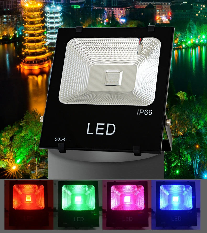Led Colorful Floodlight Colorful RGB Color-changing Spotlight Outdoor Waterproof Landscape Garden Square Park Tree Greening Lamp