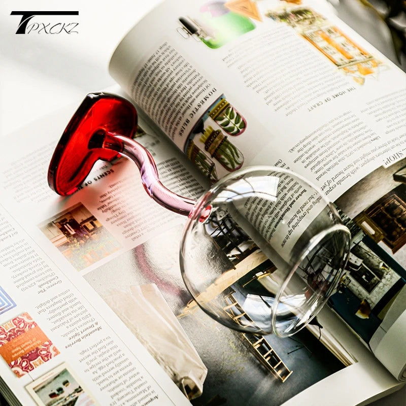Heart Shape Glass Goblet Mug Champagne Wine Cup High Borosilicate Glass Heat-resistance Cocktail Glass Valentine's Day Gift