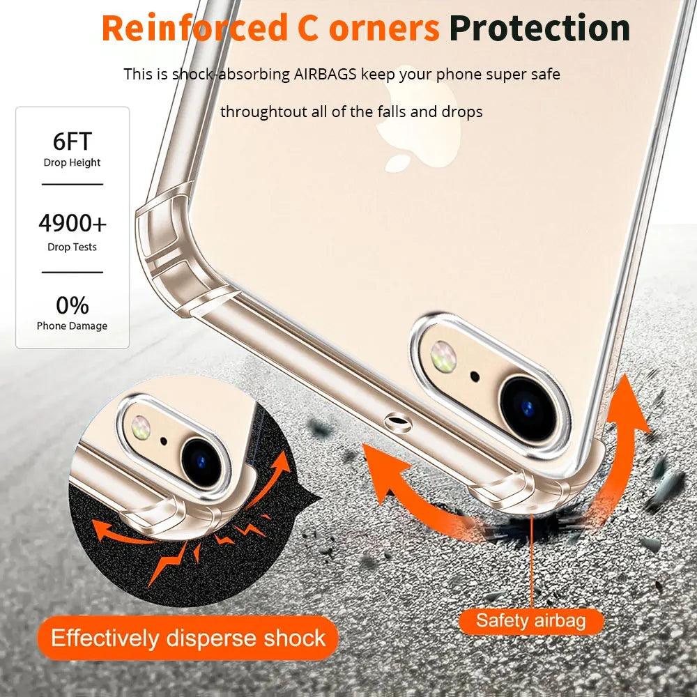 Shockproof Airbag Clear Phone Case For iPhone SE 2020/SE2 2022/ iPhone 7 Plus /8 Plus Case Soft Silicone Protect Back Cover