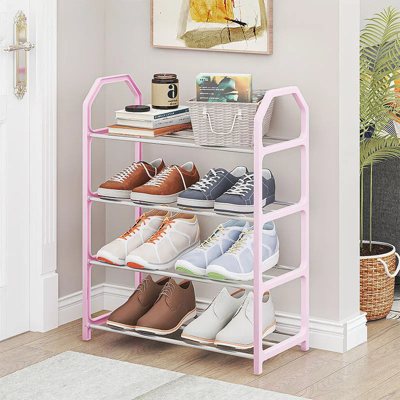 Shoe Rack Organizer Storage Shelf 4-Tier Assembled Trapezoidal Shoe Storage Racks Multilayer For Living Room Space Saving
