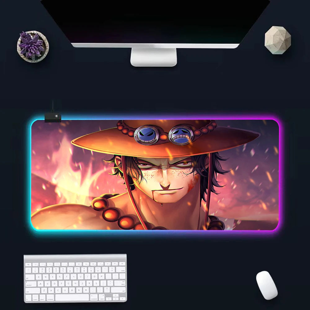 O-One-pieces RGB Pc Gamer Keyboard Mouse Pad Mousepad LED Glowing Mouse Mats Rubber Gaming Computer Mausepad