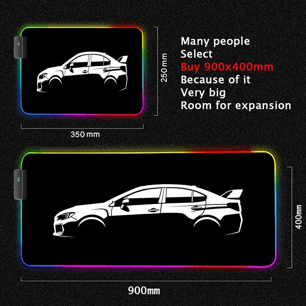Black sports Car Mouse Pad XXL RGB Gaming MousePad HD Game Accessories Large LED Light MousePads PC Computer Carpet With Backlit