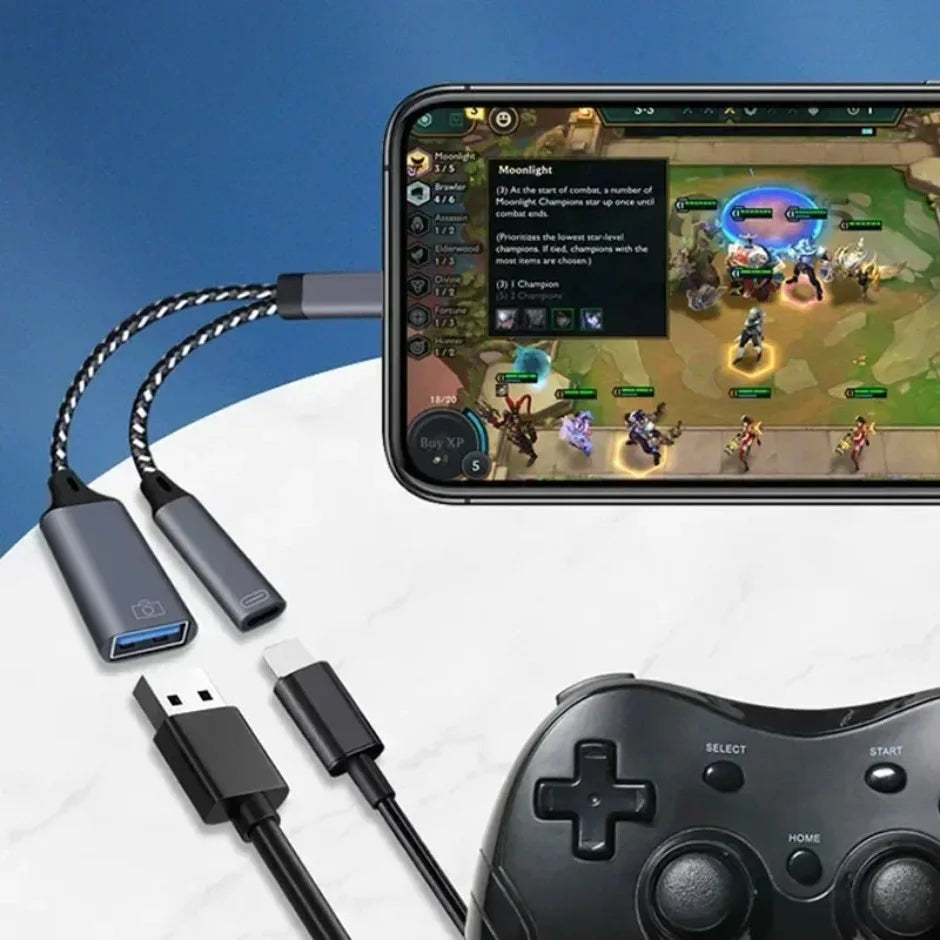 Gaming Switch USB C OTG Cable Phone Adapter 2 in 1 Type C to USB A Adapter with PD Charging Port For Phone Laptop Tablet U Disk