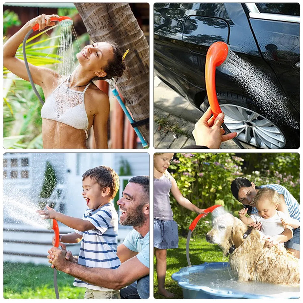 Portable Outdoor Camping Shower Camping Shower Pump Rechargeable Shower Head for Camping Hiking Traveling