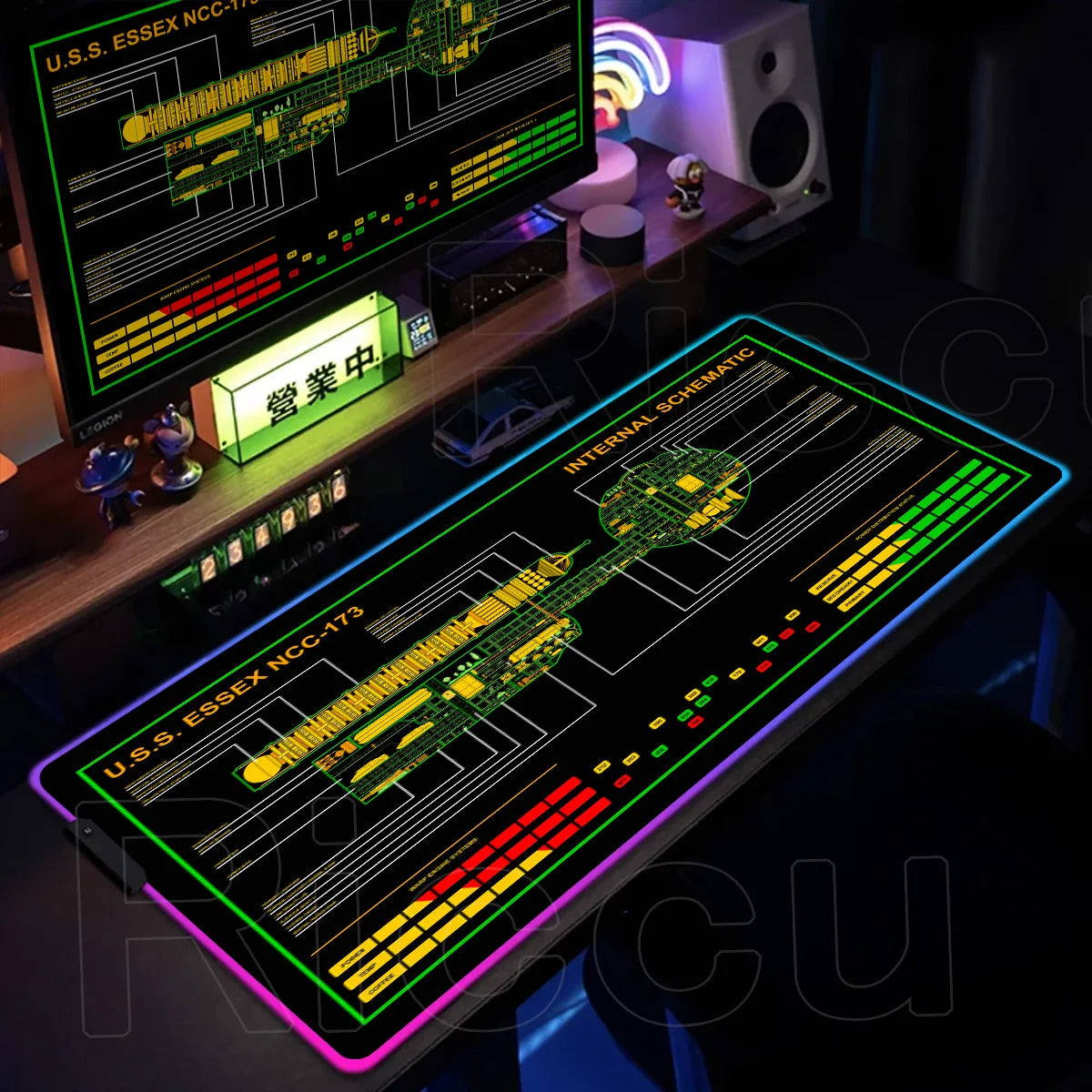 RGB Pc Gamer S-Star Treks Keyboard Expansion Mouse Pad LED Glowing Mat Rubber Backlight Gaming Computer Laptop Home Office Setup