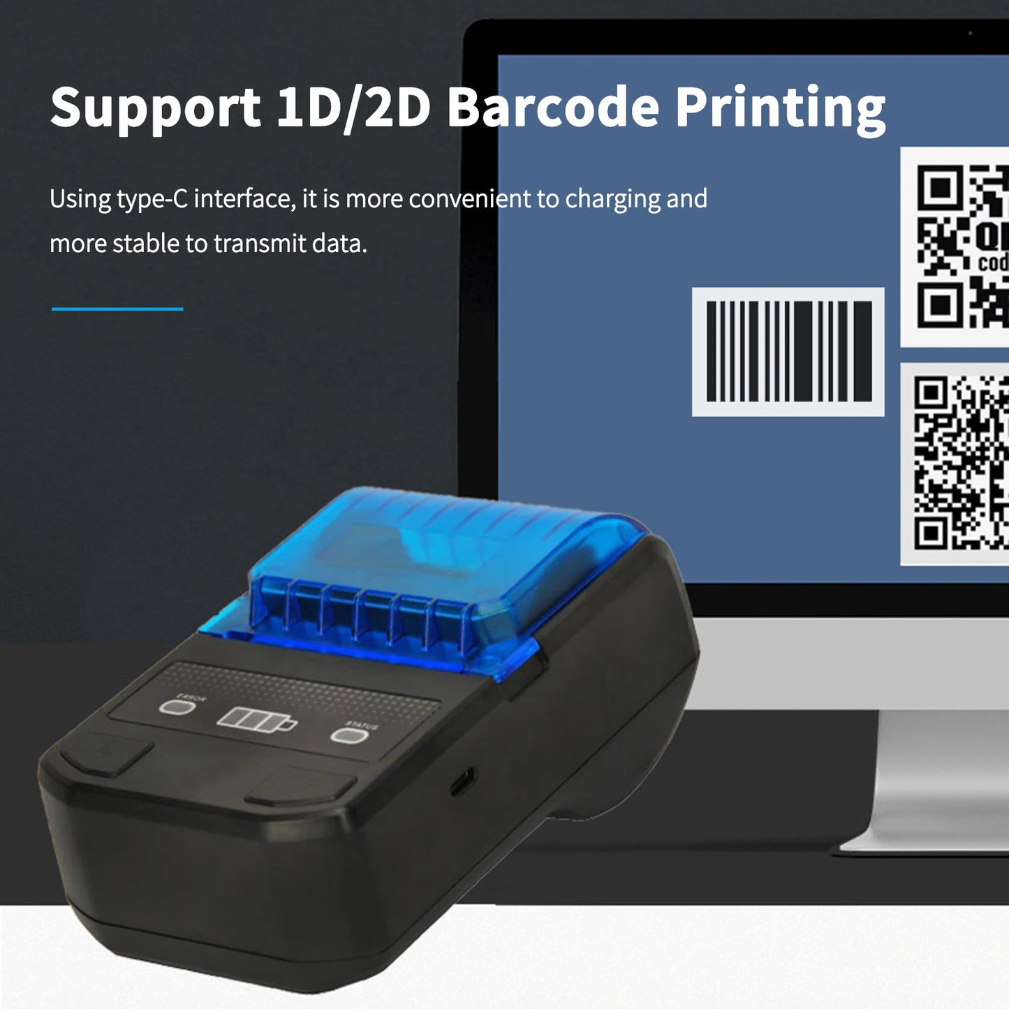 Portable Thermal Label Maker Wireless BT Mini Label Printer 58mm Barcode Printer for Retail Price Tag Warehouse Label Printing