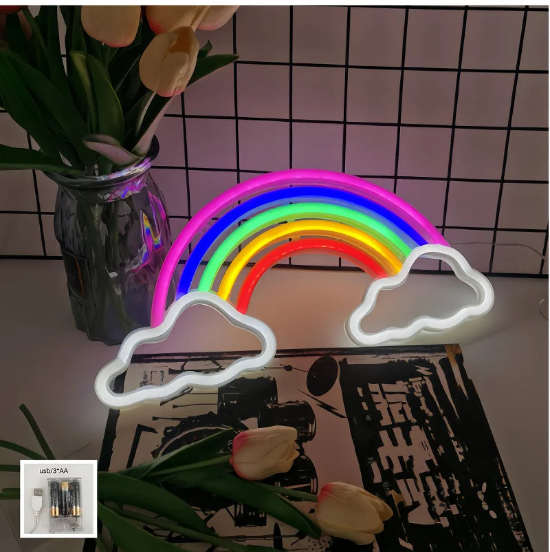 LED Night Light Neon Rainbow Cloud  USB or Battery Love Pride Bedroom Living Room Wedding Party Decoration Birthday Gift lamp