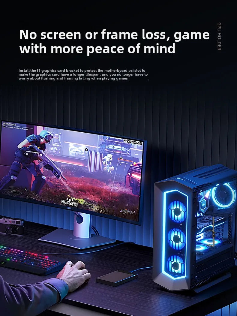 Aluminum GPU Brace Support for Vertical GPU in PC Case Universal Graphics Card Sag Bracket for Desktop Computer Gaming Build