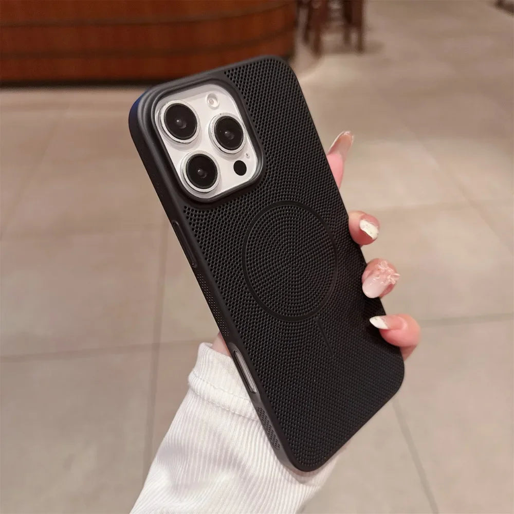 Cooling Heat Dissipation Magnetic Phone Case for iPhone 17 16 15 14 13 12 11 Pro Max Plus 17Pro Breathable Shockproof Back Cover
