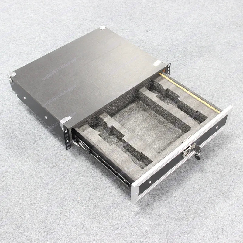 19 inch 2U drawer with lock, suitable for ABS air case, microphone cabinet 3U solid wood microphone receiver, engineering case