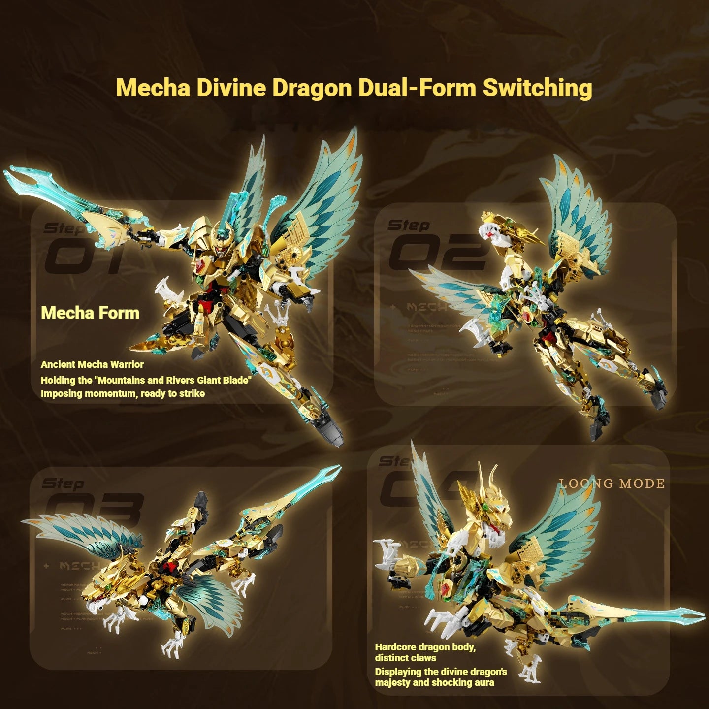 Robot building blocks set, mecha toy model, assembly, home decoration, dual-mode educational toy, birthday gift for boys.