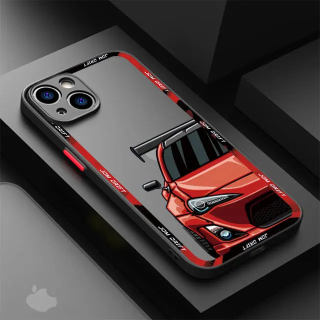 Cool Car Cover Phone Case for iPhone 11 12 Mini 13 14 16 15 Pro 15 16 Pro Max Matte Hard Shell