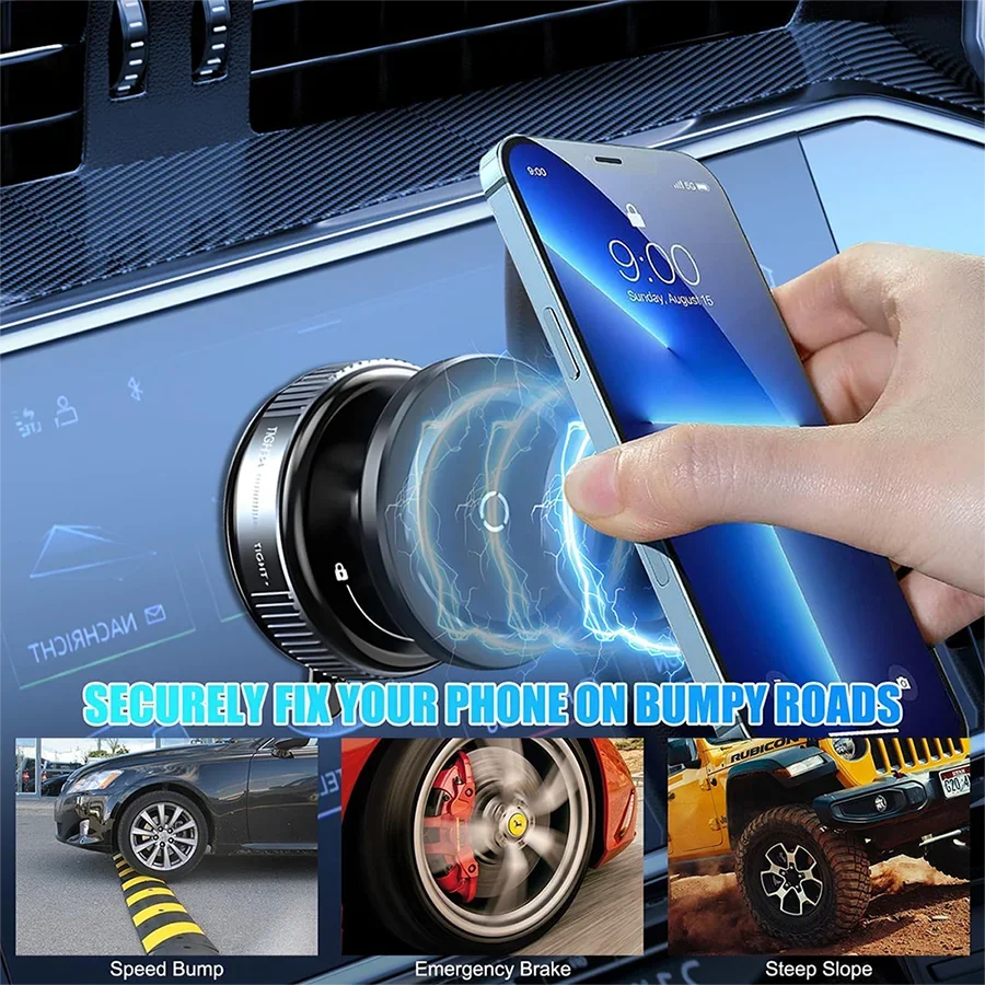 2026 Upgraded Vacuum Magnetic Car Phone Holder 360° Reinforced 96LBS Ultra Suction Cup Phone Holder ,N52 Strong Magnet