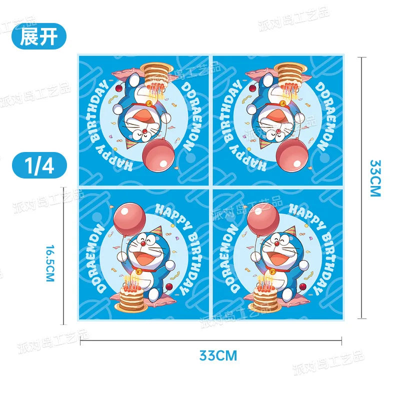 Cute Doraemon series Birthday Party dinnerware Disposable Banner Cake Topper Hanging Flag Doraemon Balloons Birthday Decoration