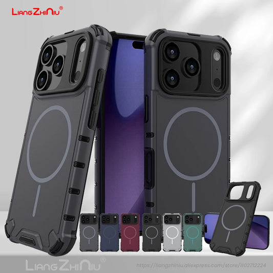 For IPhone 17 Pro Max/17 Pro/16 15 14 13 Magnetic Phone Case TPU+PC Four Corners Airbag Armor Hard Cover Magsafe For IPhone Air