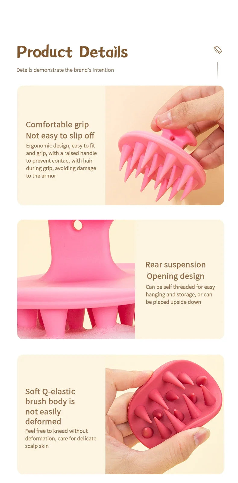 Silicone Scalp Hair Massage Brush Shampoo Massage Comb Bath Wash Hair Care Root Scalp Massager Shower Brush Salon Hair Tool