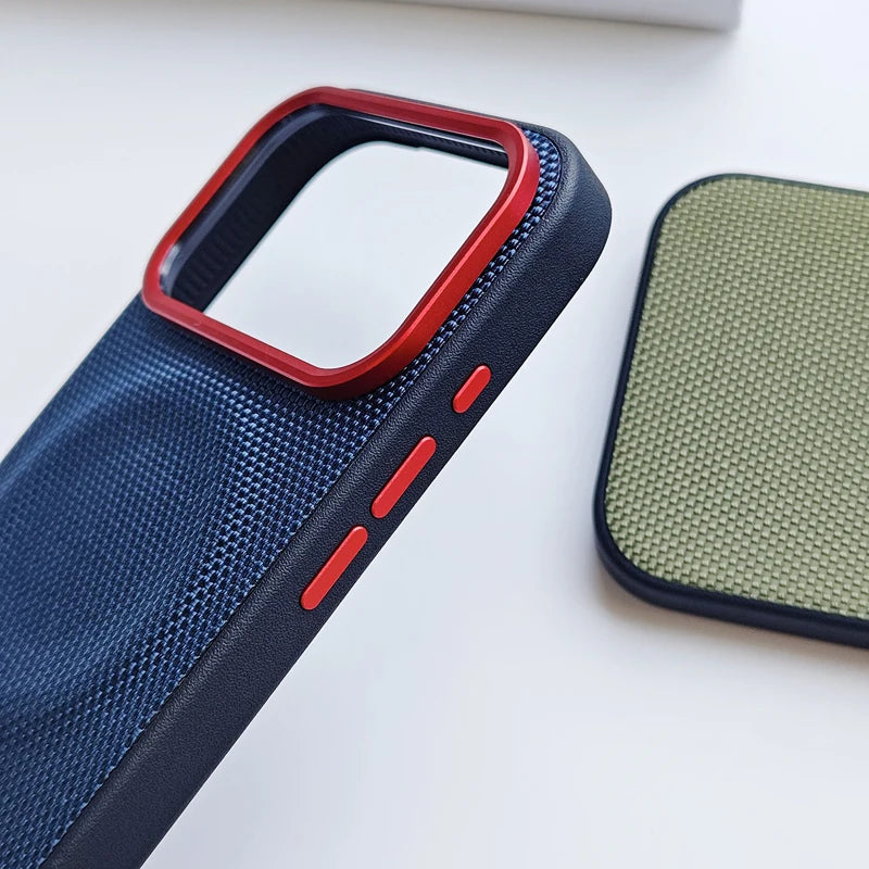 For iPhone 17 Pro Max 17 Air Case Luxury Magnetic Soft TPU+Nylon Woven Leather Back Anti-Fingerprint Cover for iPhone17