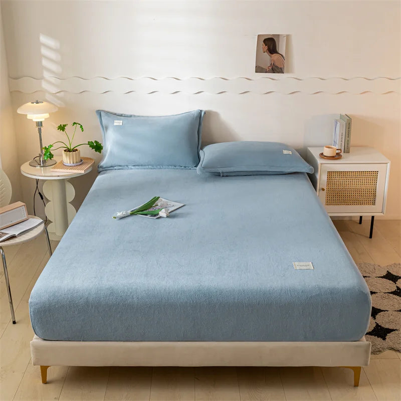 Velvet Thermal Mattress Cover, Plush Fabric Sheets For Winter, Bed Cover, Bed Sheets Set For Single Double King Queen Bed120x200