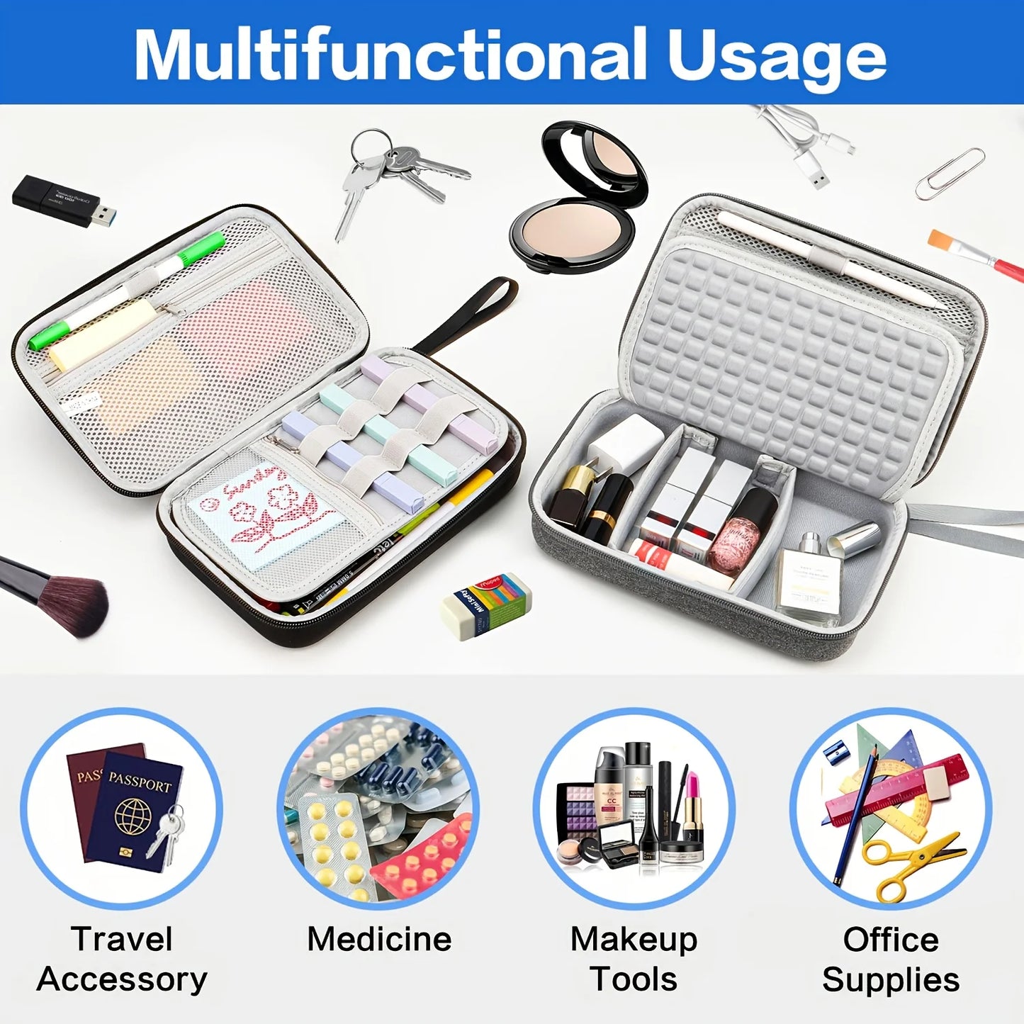 Hard Travel Electronic Organizer Case for Power Bank Chargers Cables USB Flash Drive SD Card Electronics & Backpack Organizer