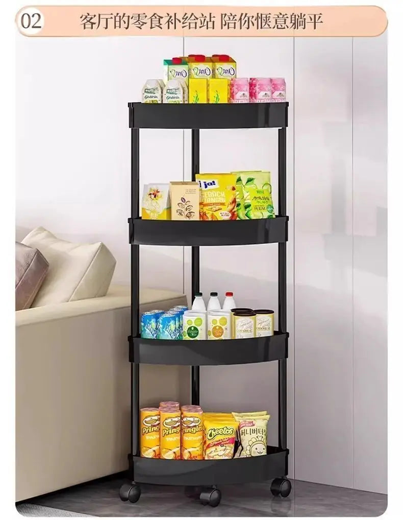 Kitchen Storage Organizer Bathroom Corner Cabinet 3/4/5 Tier Rolling Cart Storage Shelf Rolling Storage Cart Organizers Shelves