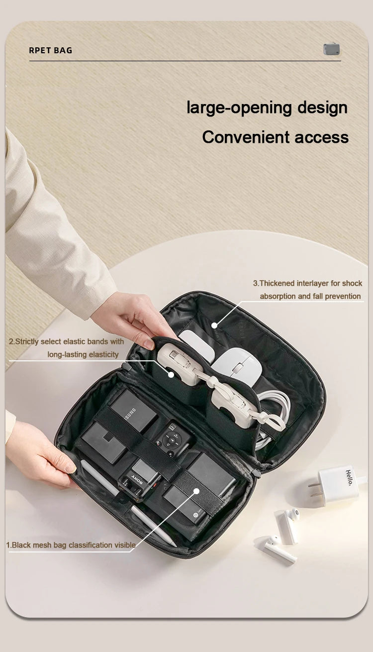 Electronics Organizer Travel Case, Water Resistant Travel Bag Cable Organizer for Essentials, Tech Pouch Accessories Storage