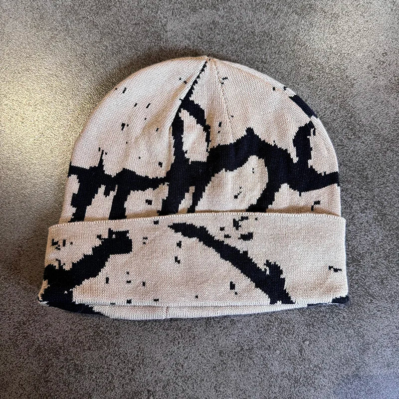 Thiened Cotton Knitted Hat Street Sle Hip Hop Pattern ex Autumn Winter Warm Cap Spring Summer Travel Versatile Cap