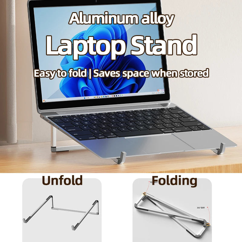Laptop stand, lightweight aluminum alloy, easy-to-store and heat-dissipating stand, portable height-increasing stand for office