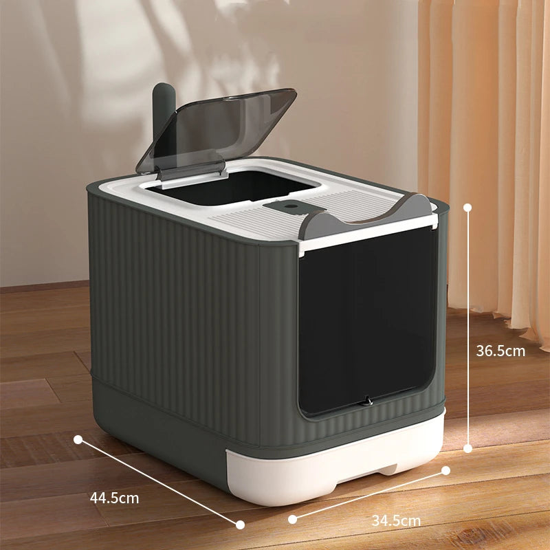 Pet UV Lights Top Drawer Litter Pan Fully Enclosed with In/out Door Control Disinfecting and Deodorizing For Cat Cat Litter Box