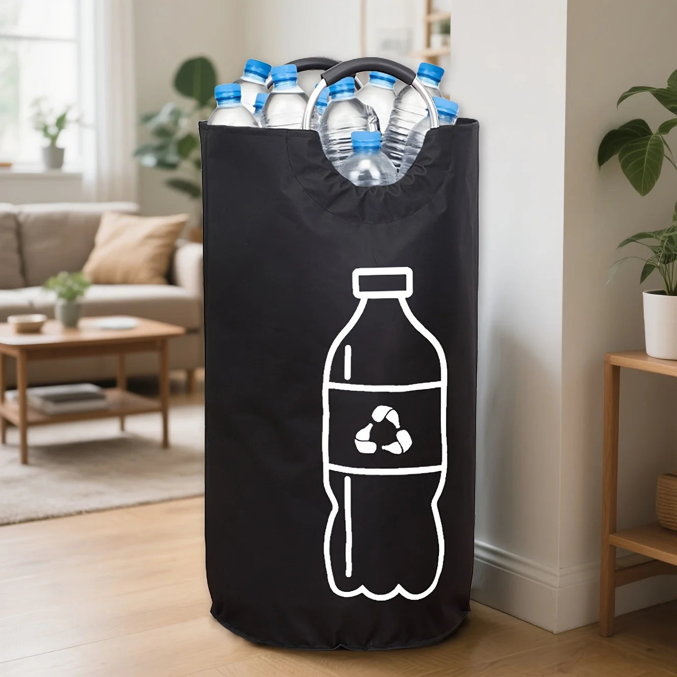 Foldable Recycling Bin, Large Collapsible Storage Basket for Bottles