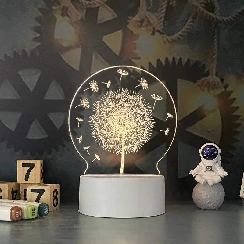 Romantic Love 3D Acrylic Led Lamp for Home Children's Night Light Wedding Decoration Birthday Party Valentine's Day Bedside Lamp