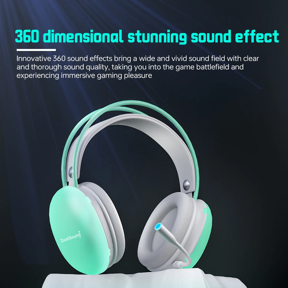 Haomuren RGB Gaming Headset for PC Laptop PS4 PS5 Wired Over-Ear Headphones with Mic, Surround Sound & Full LED Lighting
