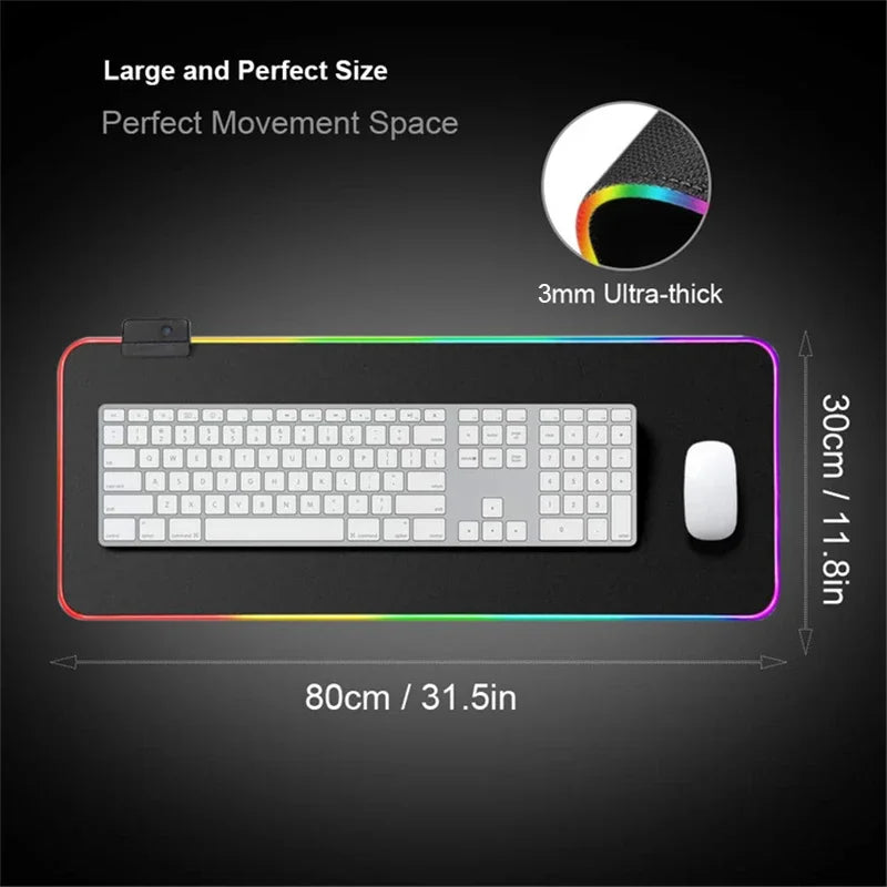 900x400mm RGB Mouse Pad The Great Wave off Kanagawa Design Waterproof Backlit Gaming Mousepad Protector with Laptop Accesso Mat