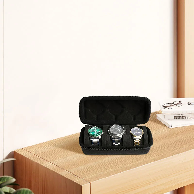 Travel Case for Watch with 3 Slots Rigid High-Quality Watch Storage Organizer Protective Box for Jewelry And Accessories