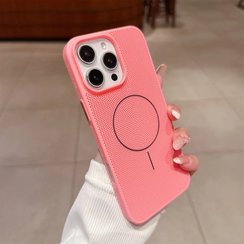 Cooling Heat Dissipation Magnetic Phone Case for iPhone 17 16 15 14 13 12 11 Pro Max Plus 17Pro Breathable Shockproof Back Cover