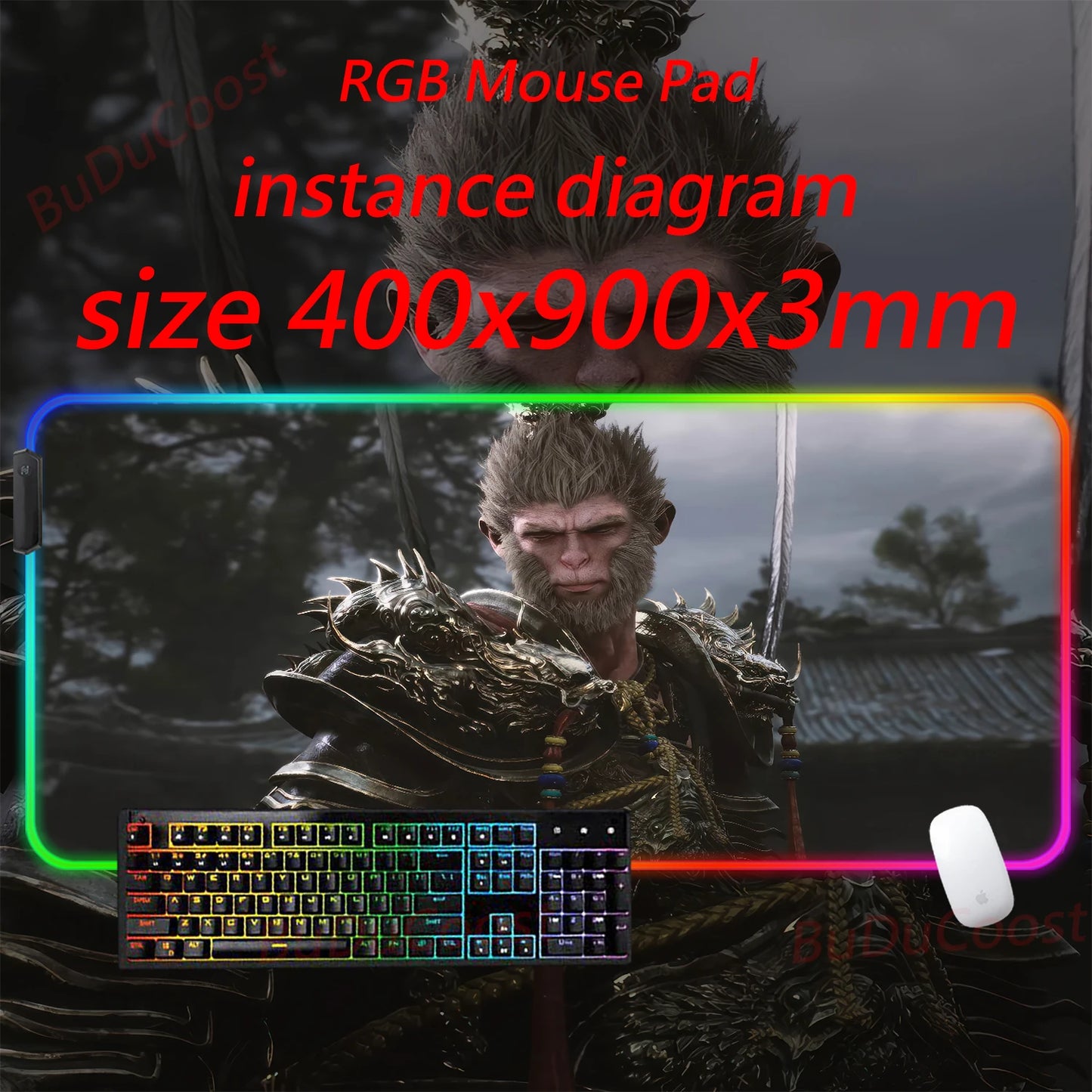Black Myth  Wukong electronic sports PC Office HD Printing Desk Gaming RGB XXL Game Locking Edge Computer Luminescence Mouse Pad