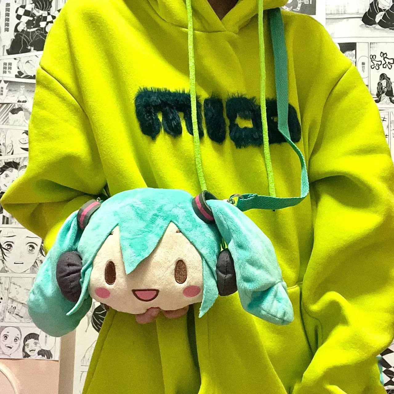 Kawaii Miku Plush Toy Anime Cute Soft Stuffed Plushie Doll Cartoon Houlder Pain Bag Backpack Decor cute Birthday Gifts toys