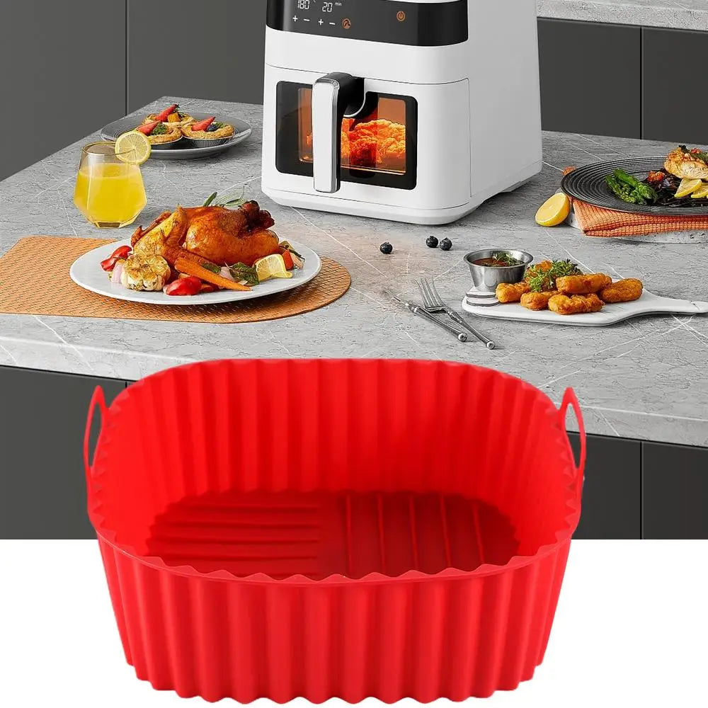 Silicone Air Fryer Liners Pot Square Airfryer Basket Plate Cooking Gadgets Reusable Non-stick Pizza Pan Oven Kitchen Accessories