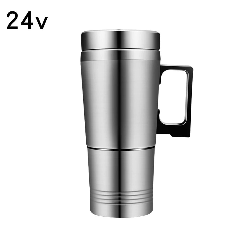 12V/24V Car Electric Heating Mug Water Heater Thermos Stainless Steel Heating Kettle Electric Heating Water Cup Car Water Heater