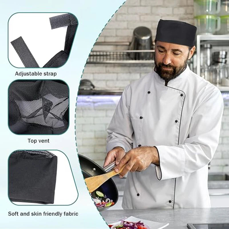Chef Hat Restaurant Kitchen Baker Catering Cooking Cap Women Men Food Service Working Cap Mesh Top Cap Uniform Cooker Hat