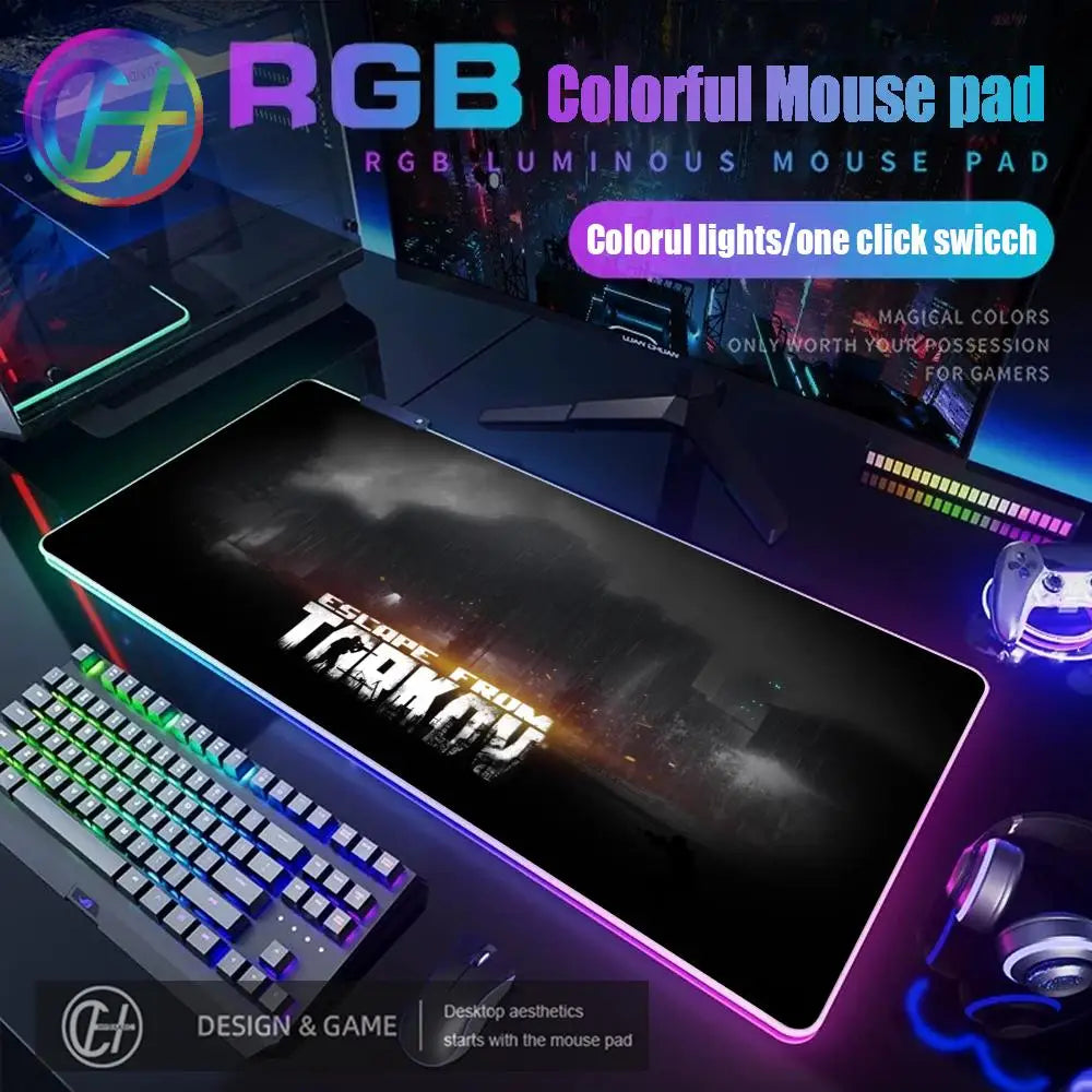 Escape From Tarkov RGB Mouse Pad Computer Gaming Accessories Large Mouse Deskmats MousePads Office Anti-slip Soft Laptop Carpet