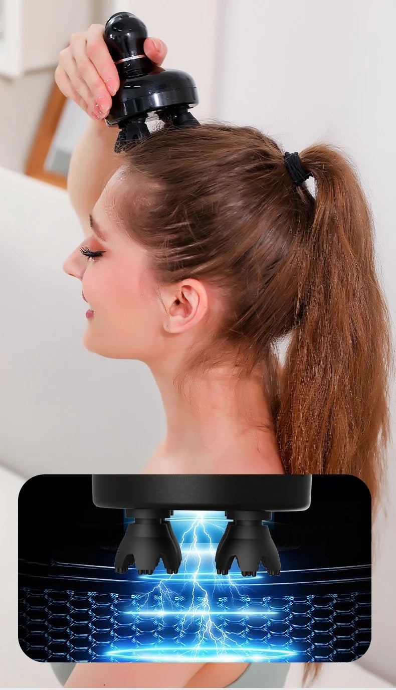 Electric Silicone Scalp Massager Vibration Kneading Head Massager Waterproof Handheld Hair Growth Stimulator Tool