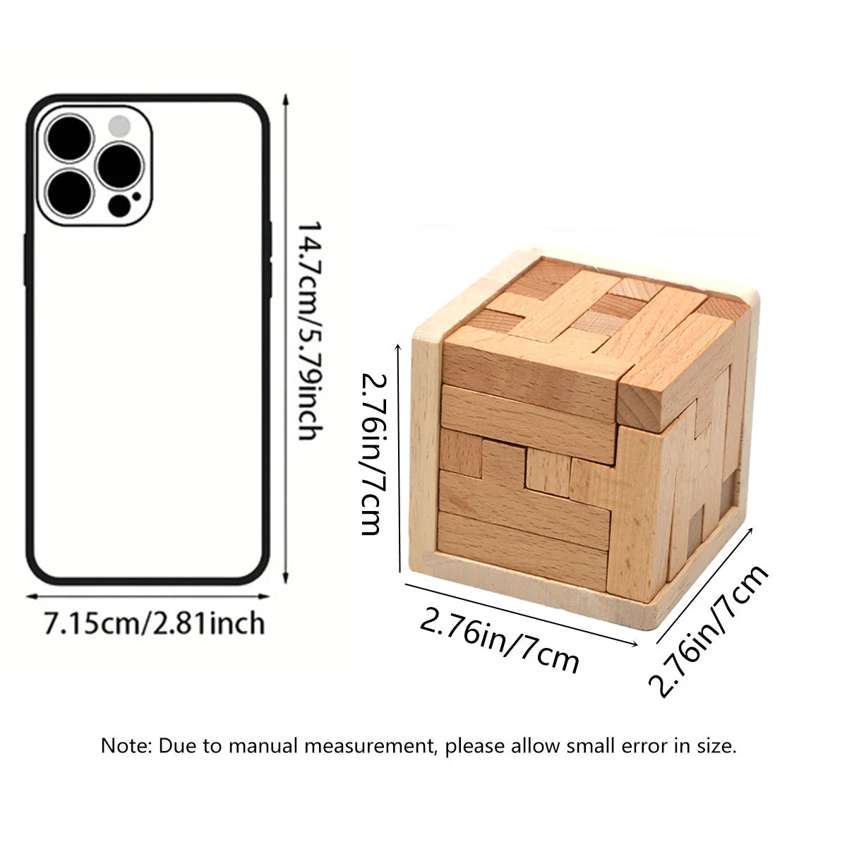 Wooden 3D Puzzles with 25 T-shaped Blocks,Classic Luban Lock Cube Puzzle Toys, Intellectual Game for children and adults