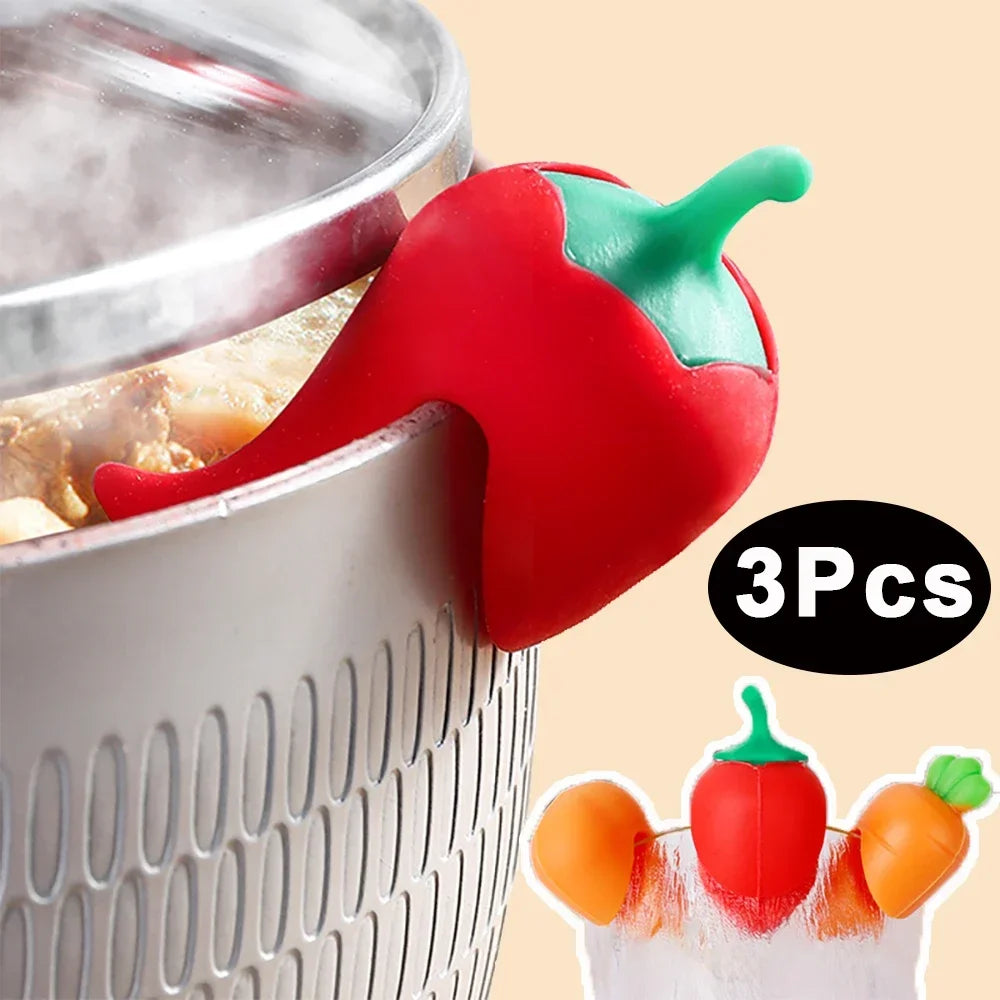 1Pcs Silicone Pot Lid Anti-spill Rack Heat-resistant Anti-Overflow Stoppers Pot Cover Lifter Holder Creative Kitchen Tool Gadget
