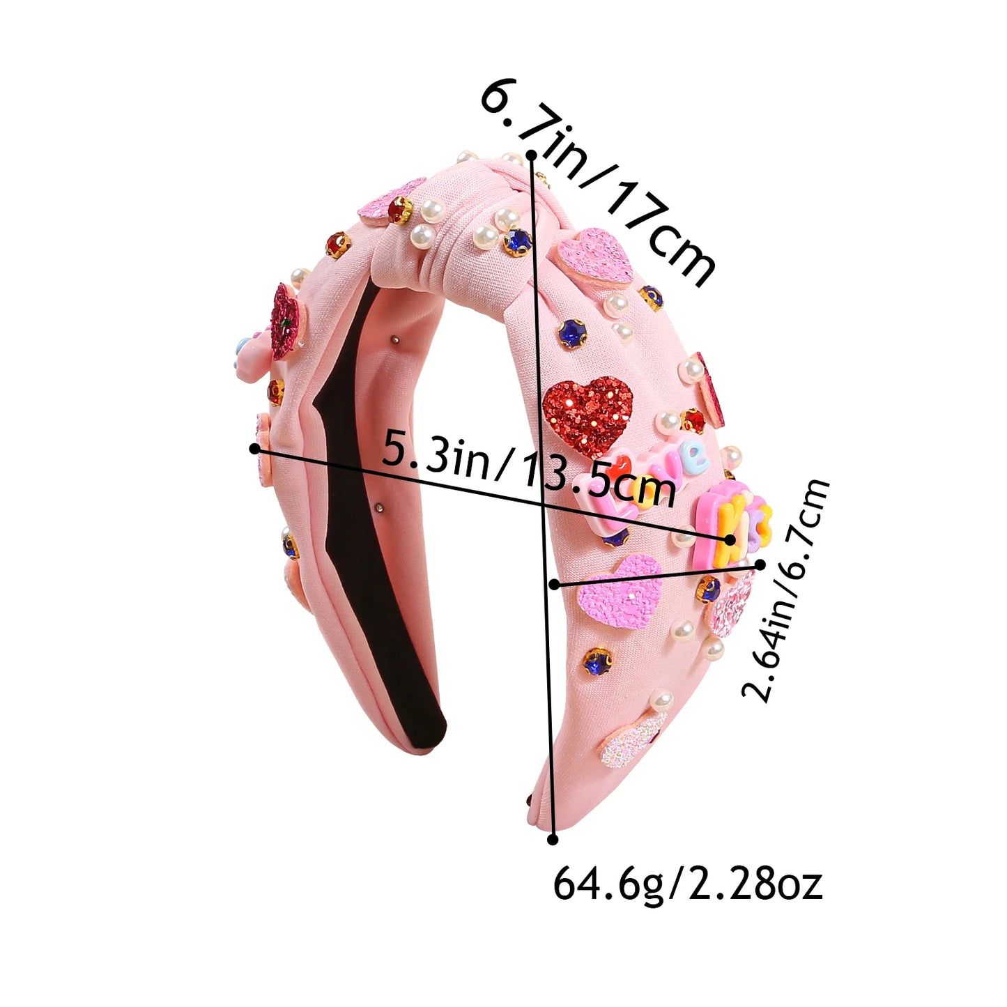 Fashion Valentine's Day Headbands for Women Glitter Heart Letter Hairbands Crystal Pearl Headband for Party Hair Accessories