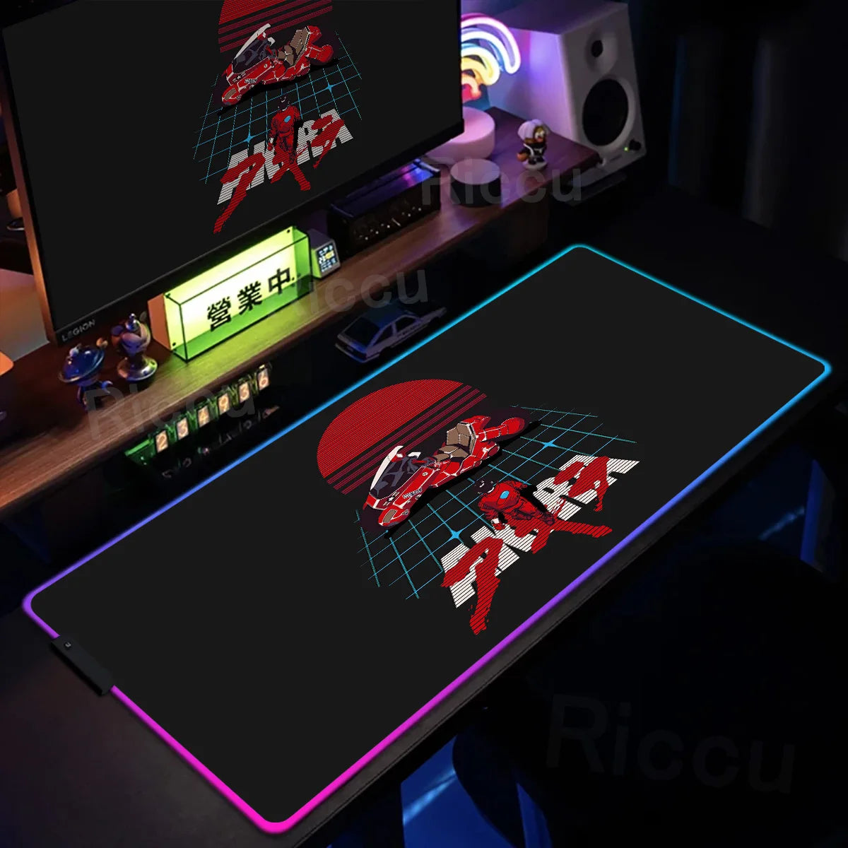 RGB Gaming Mouse Pad Anime AKIRA Keyboard Mousepad Large Computer LED Backlit Deskmat Xxl Gamer Decoracion Lock Edge Thicken Rug