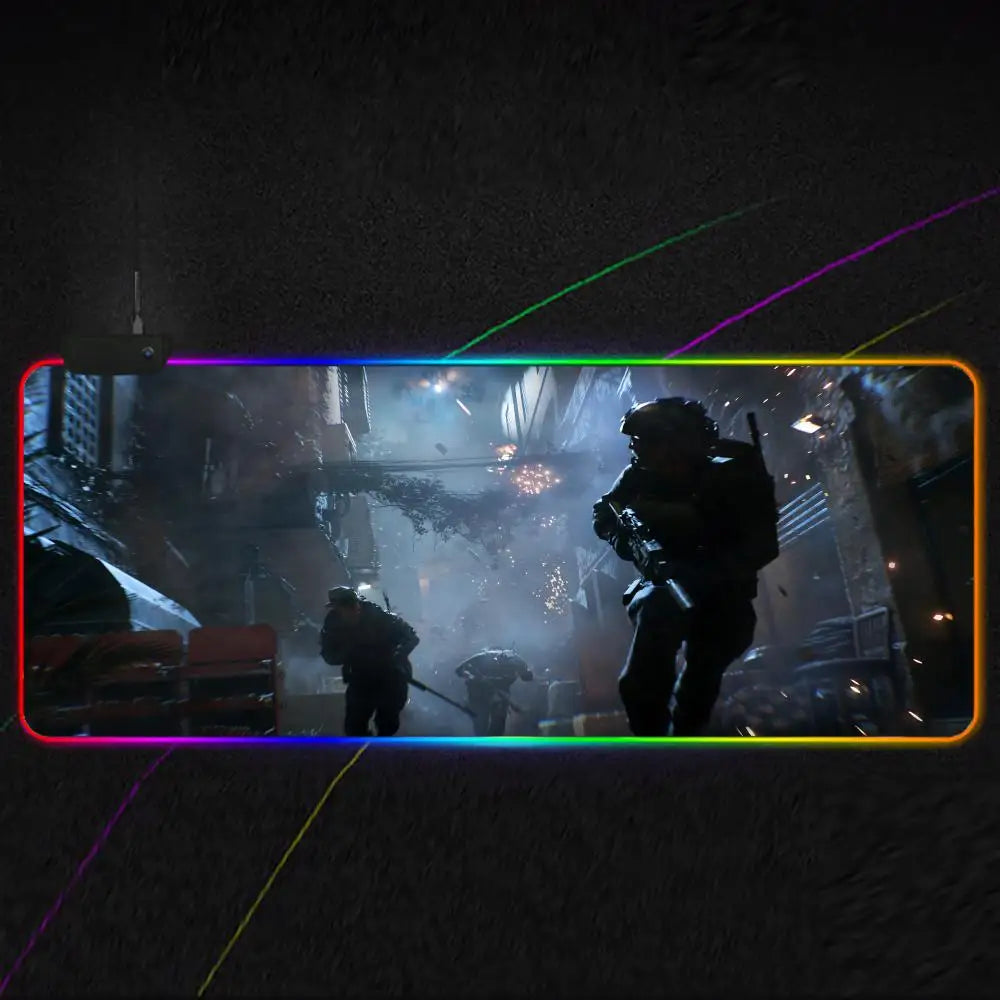 Cool Battlefield 6 Mouse Pad RGB Gaming Mouse Pad XXL, Extended Surface, Non-Slip, Smooth, LED Lights, Perfect Desk Mat