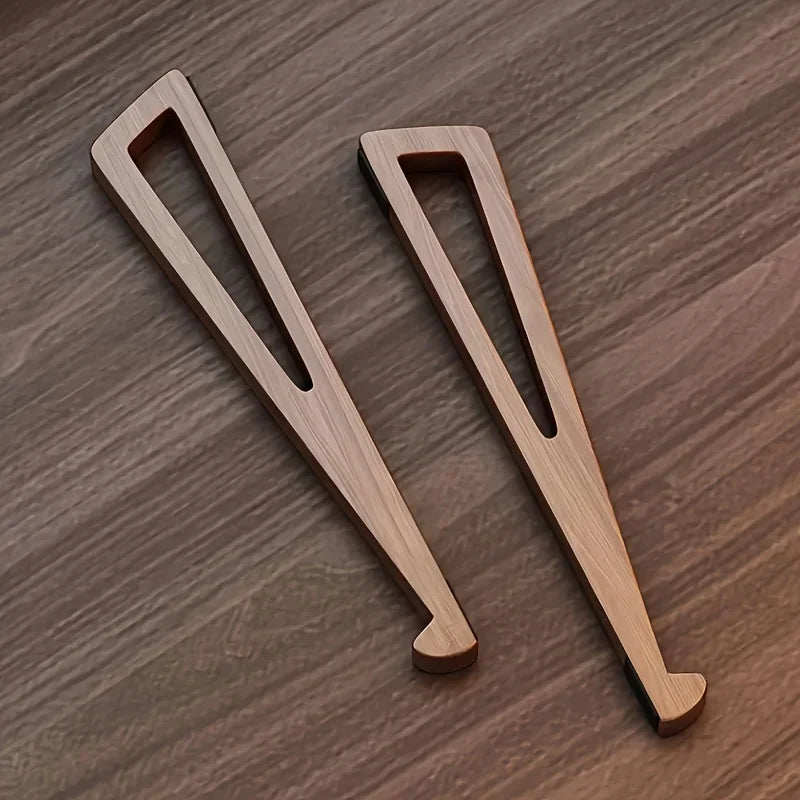 Portable Foldable Wooden Laptop Stand-Ergonomic 12° Adjustable Angle, Cooling Ventilation Triangular Design,Office Accessory