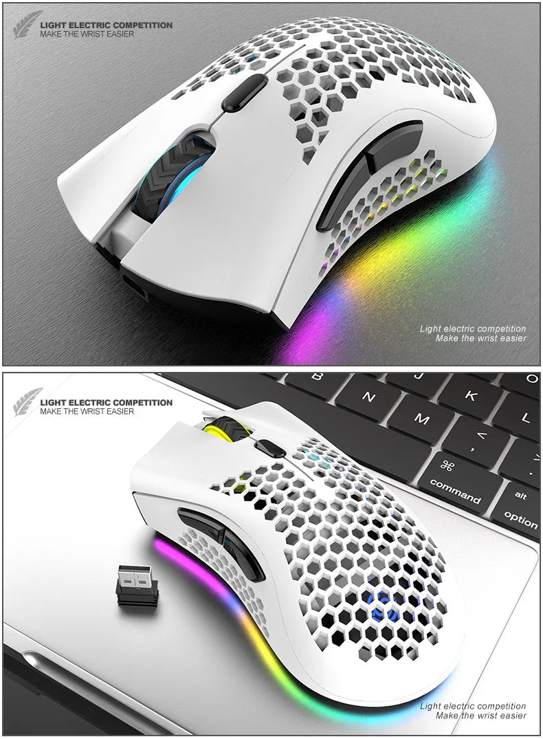 BM600 Rechargeable USB 2.4G Wireless RGB Light Honeycomb Gaming Mouse Desktop PC Computers Notebook Laptop Mice Mause Gamer Cute