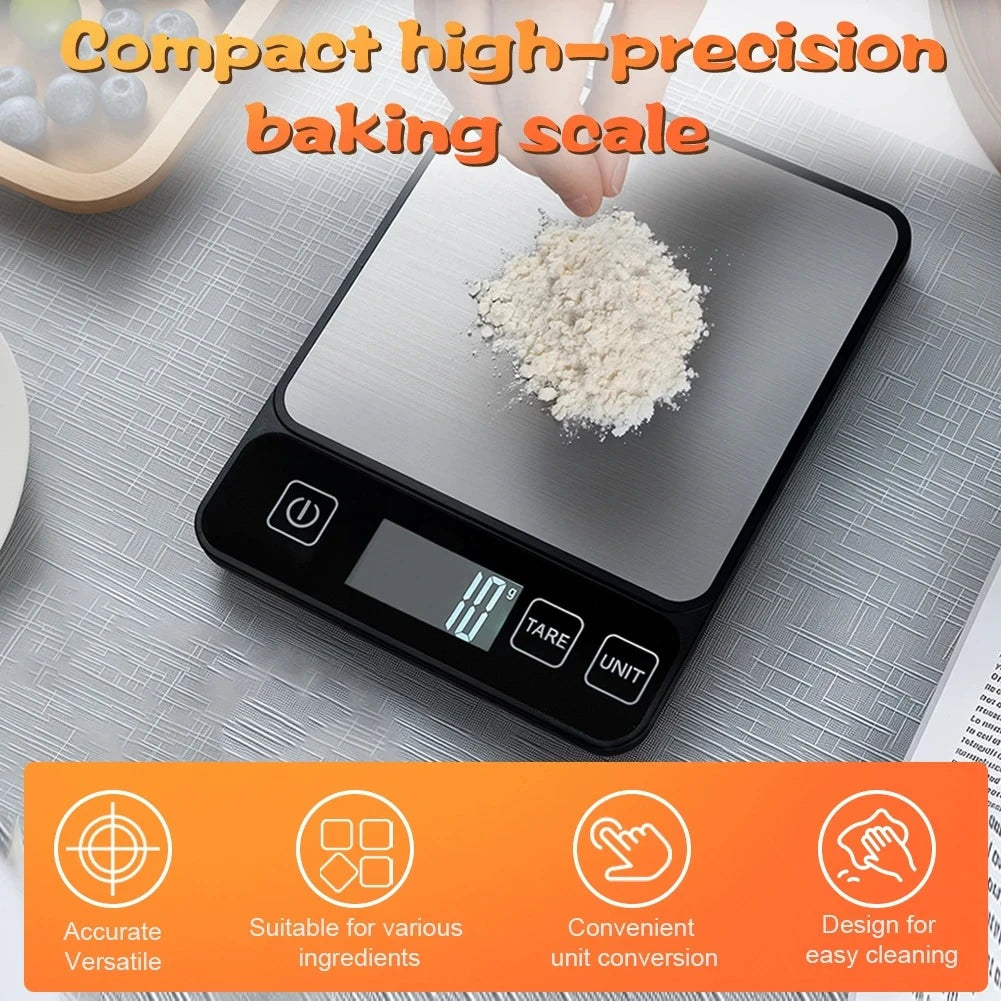 Food Scale 10 Kilograms Digital Kitchen Scale Grams and Ounces 1G Precise Scale Easy to Clean Stainless Steel
