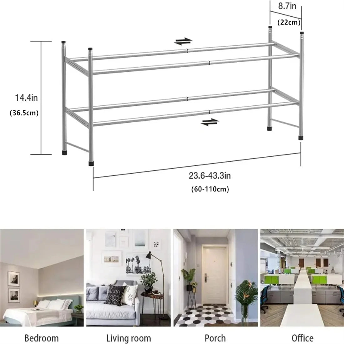 Shoe Rack Stackable Shoe Shelf Metal Iron of Expandable and Adjustable Shoes Organizer Shoes Organizer for Bedroom, Living Room